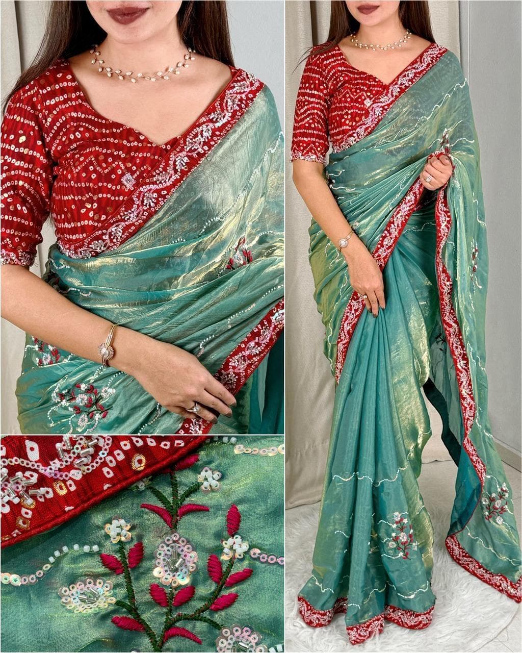 Fandy satin Saree
