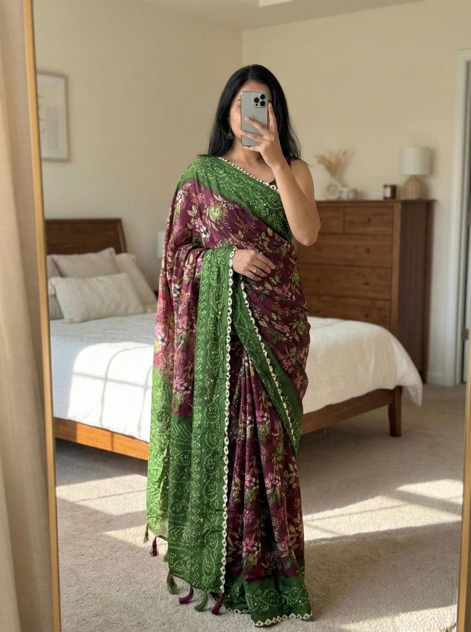 Pure Moss Kamalkari Saree
