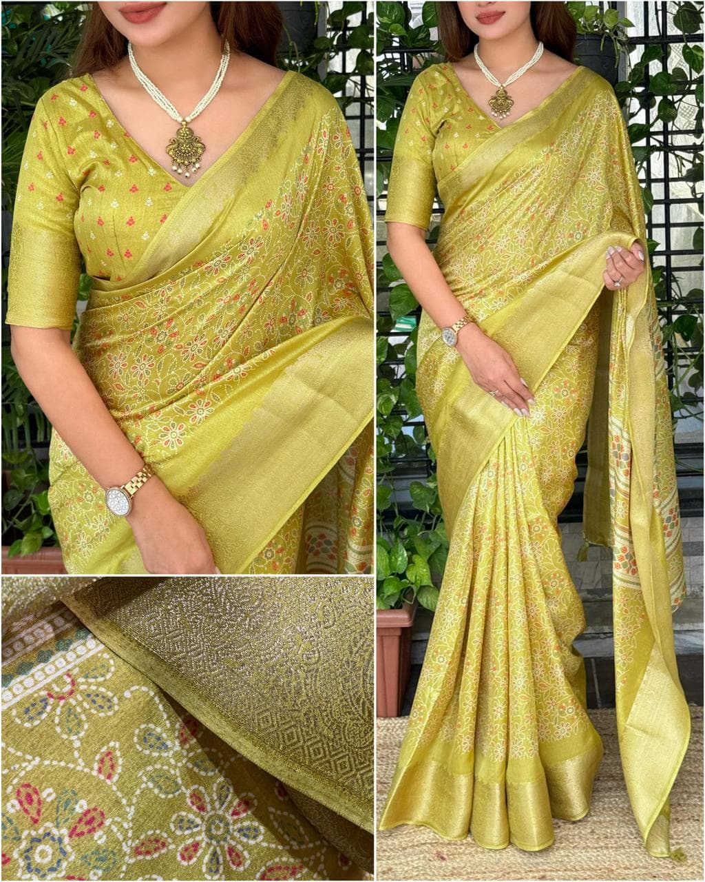 Designer Ajrakh floral Saree
