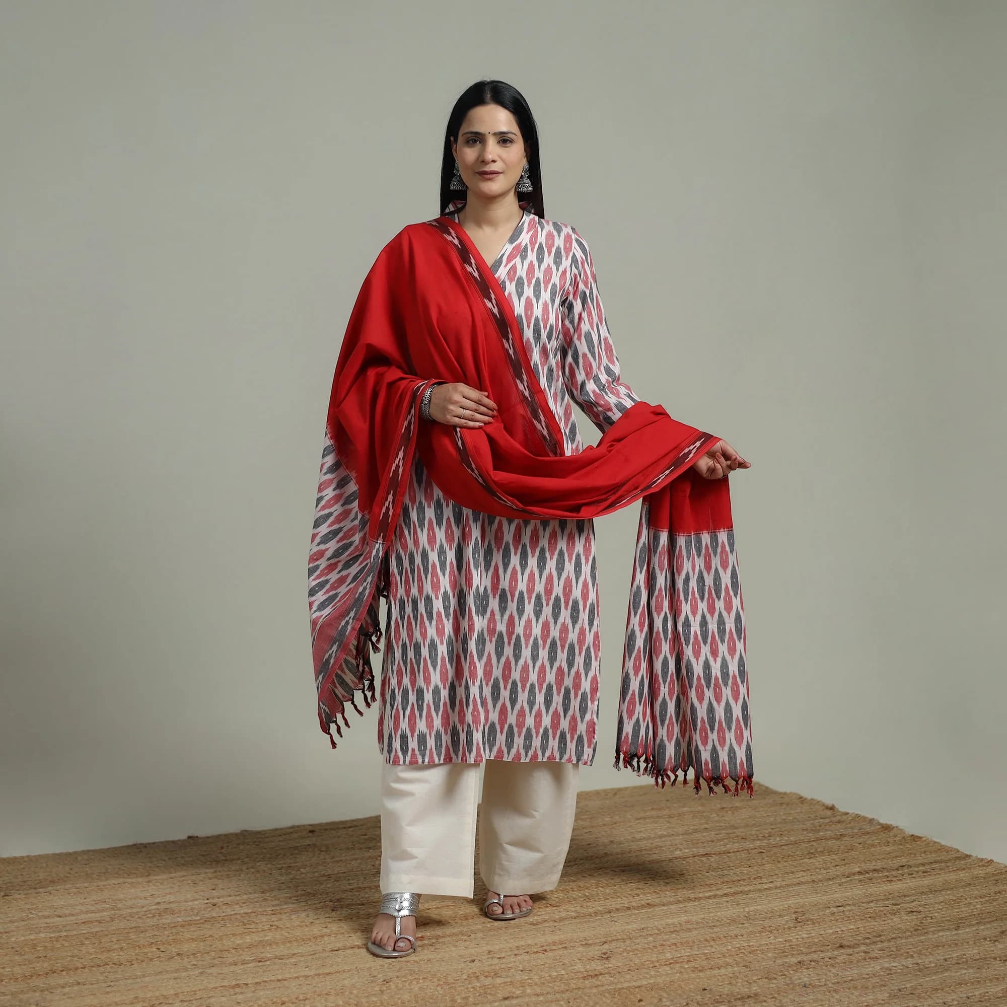 Pochampally Ikat Cotton Suit Set with Dupatta